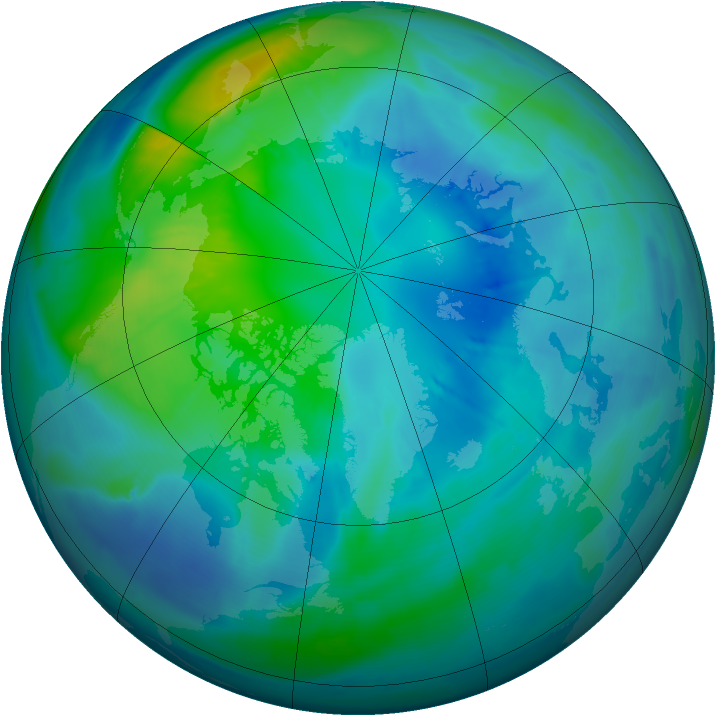 Arctic ozone map for 13 October 2008